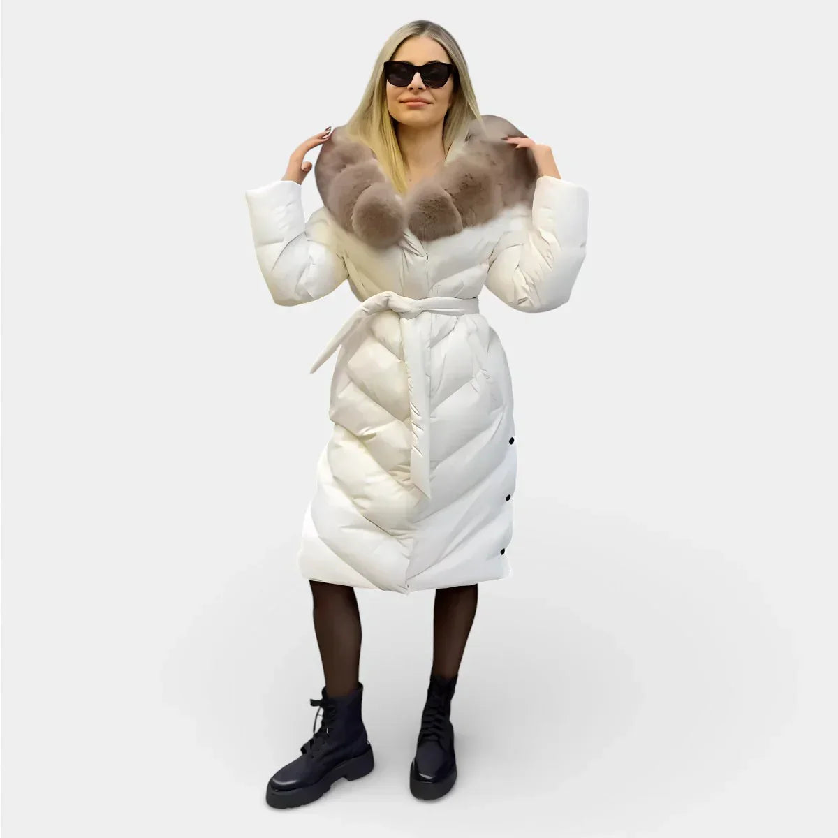 Helena refined winter jacket for women in black with a softly framed neckline