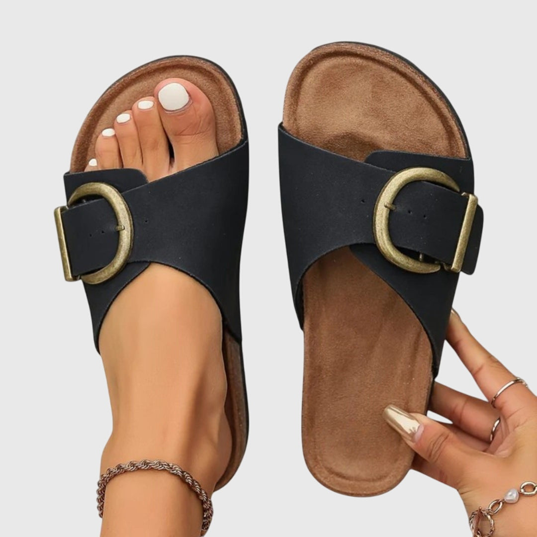 Amber | Buckle-Strap Sandals with Contoured Footbed