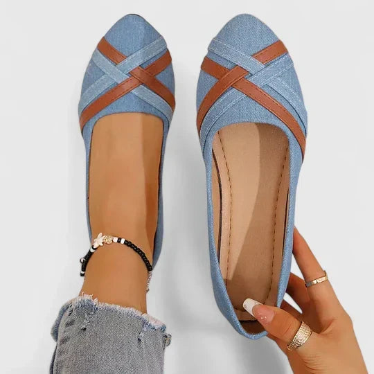 Bea comfortable everyday slip-on shoes shown in blue, black and light blue