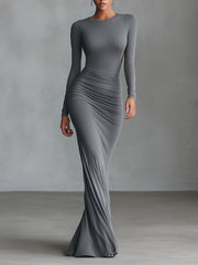 Alix grey elegant stretch dress with a flattering, versatile silhouette
