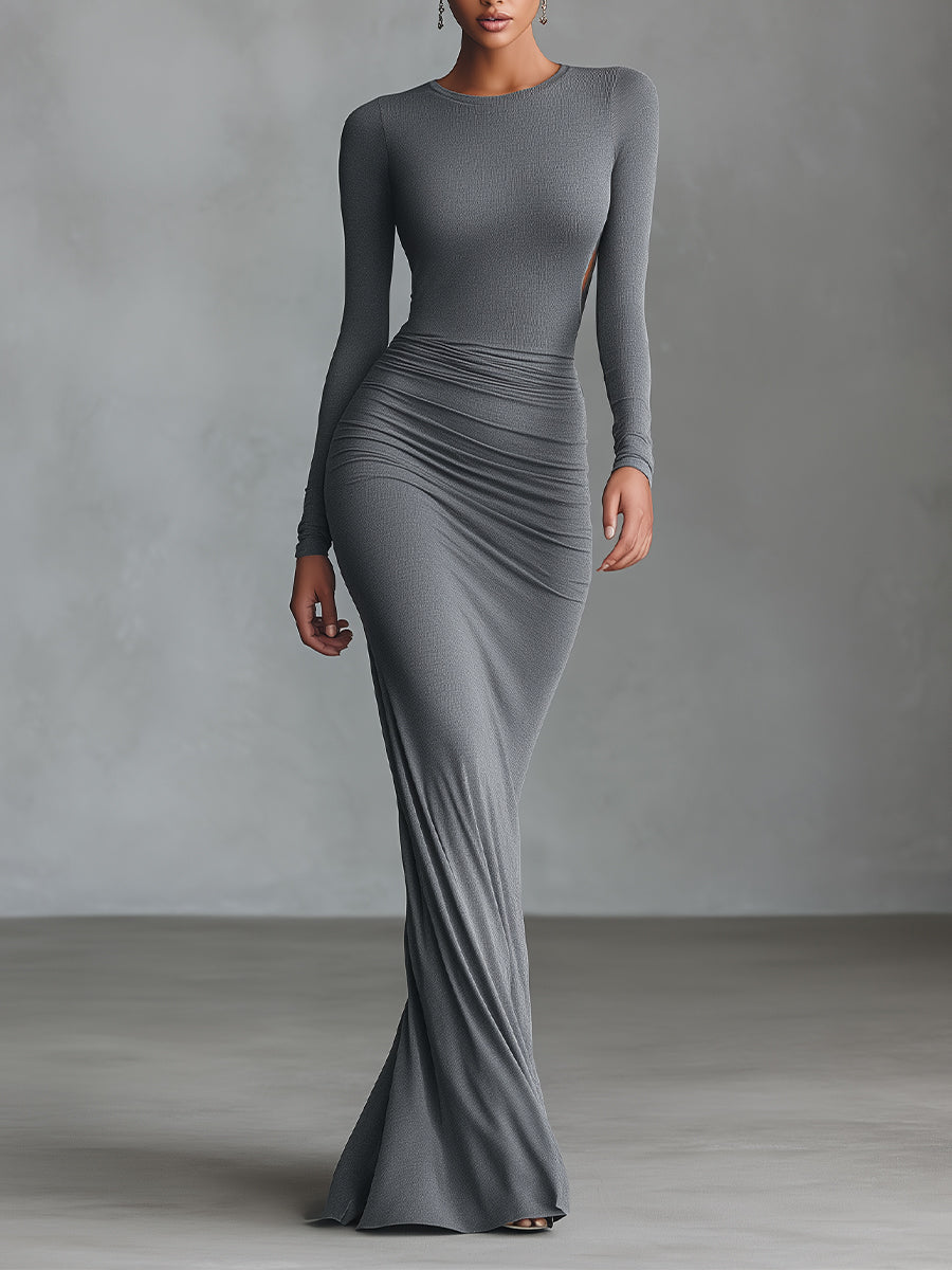 Alix grey elegant stretch dress with a flattering, versatile silhouette