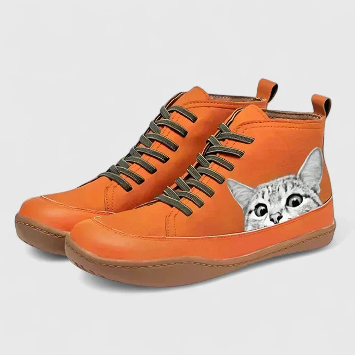 Eri | Cat-Print Boots with Soft Inner Lining
