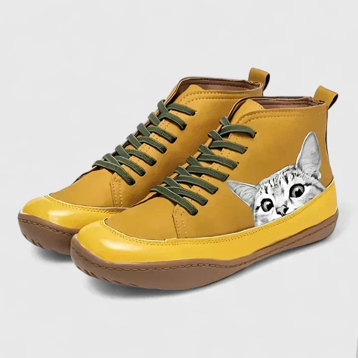 Eri | Cat-Print Boots with Soft Inner Lining