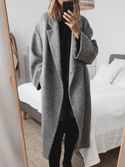 Fiona classic tailored overcoat shown in gray, brown and blue