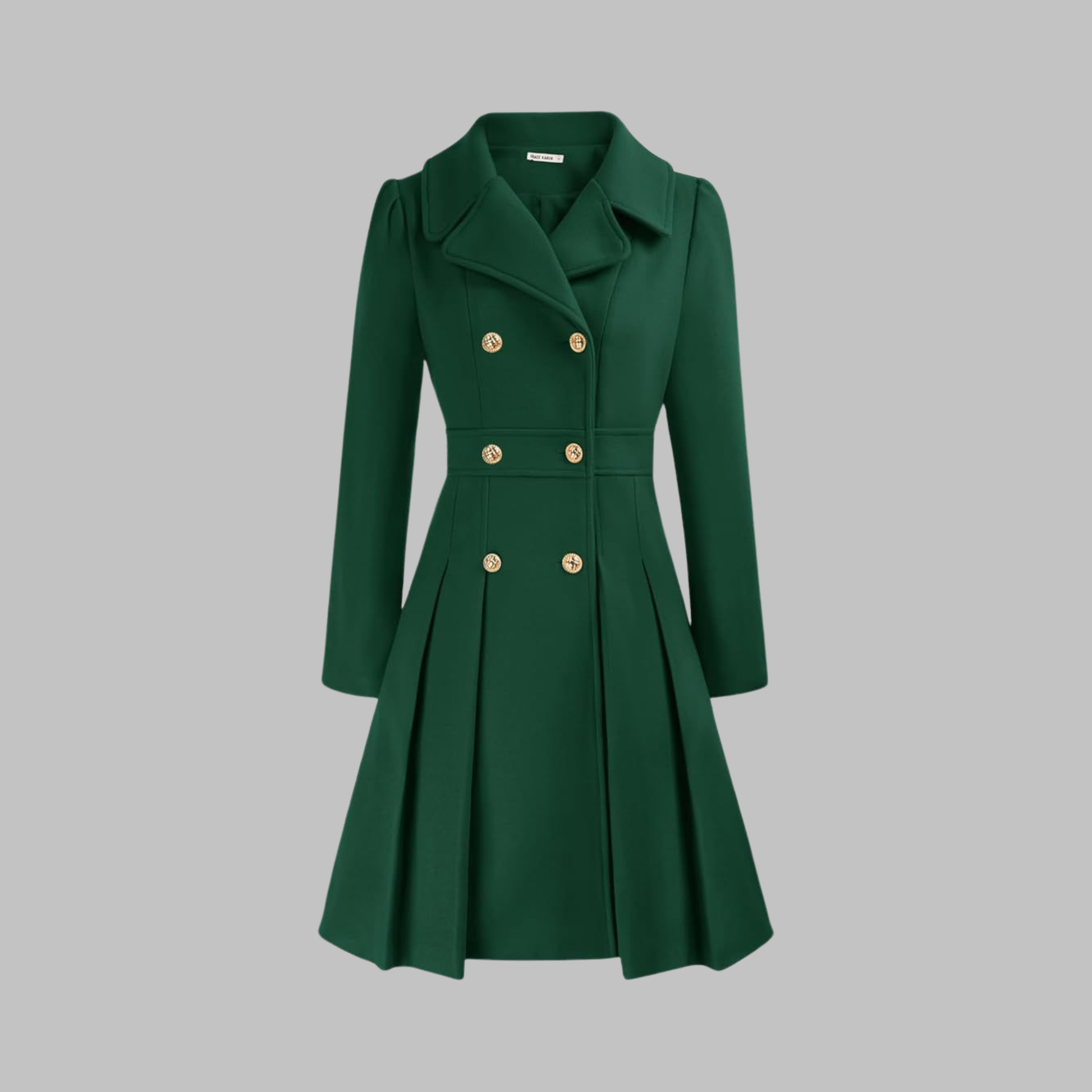 Dami double button tailored coat shown in multiple colours, AU sizing