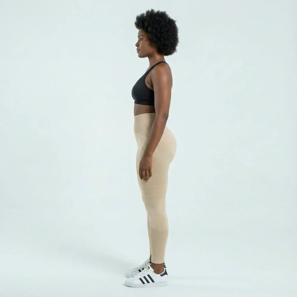Billie beige full-length contour sculpting legging for workouts and everyday wear