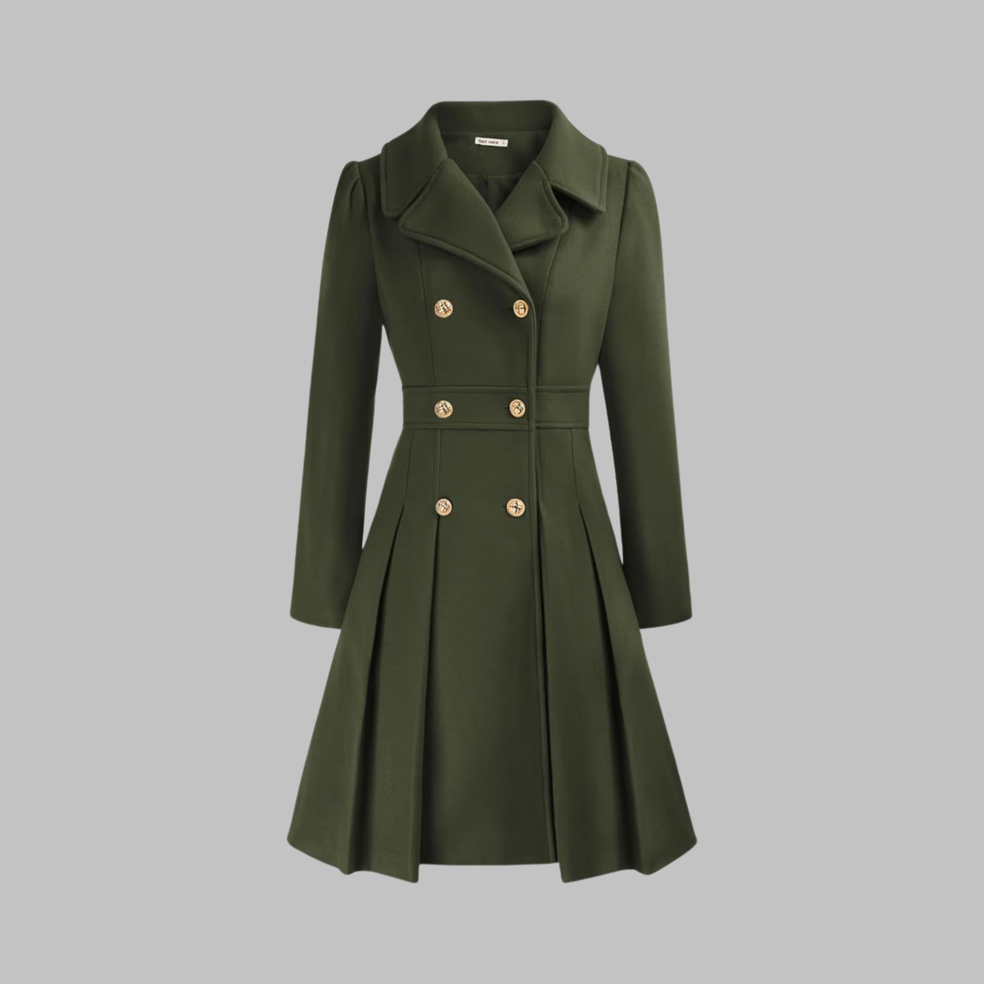 Dami double button tailored coat shown in multiple colours, AU sizing