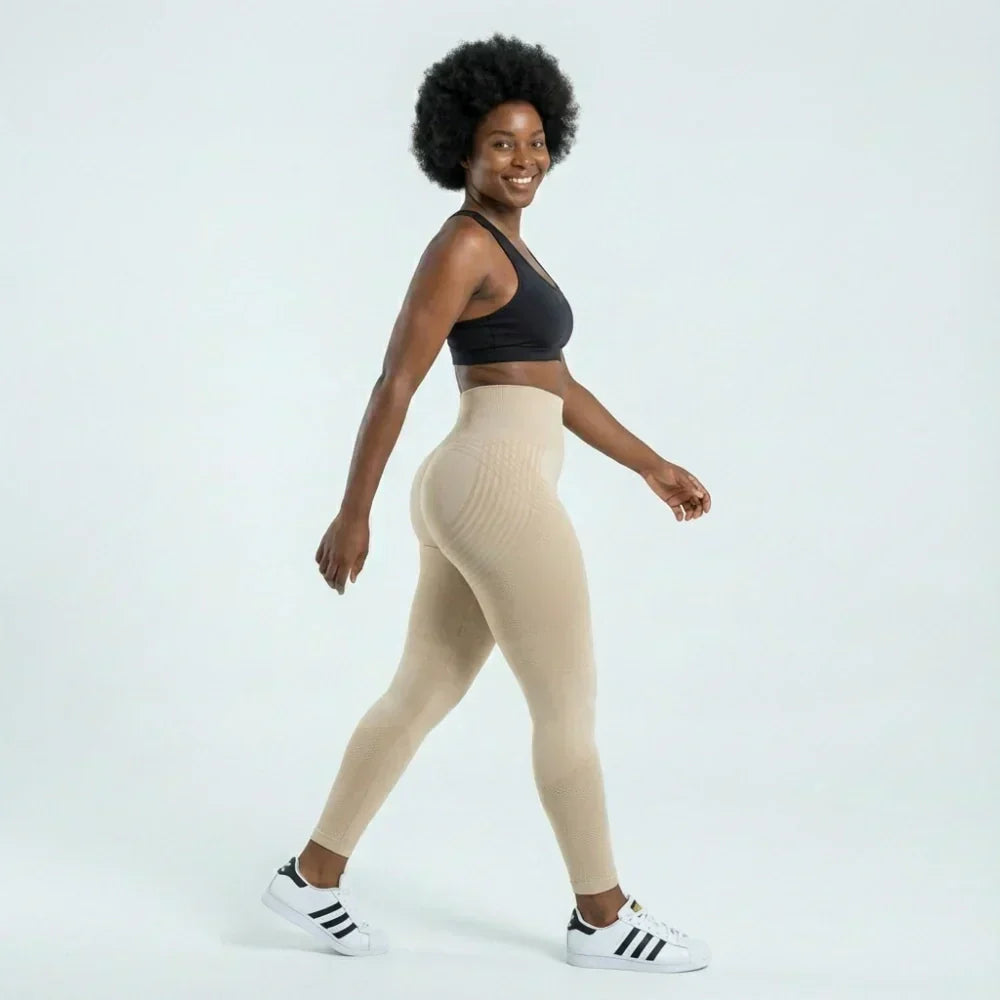 Billie beige full-length contour sculpting legging for workouts and everyday wear