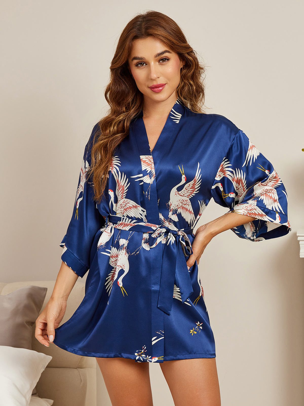 Lucy pure mulberry silk kimono robe in an elegant, flattering cut