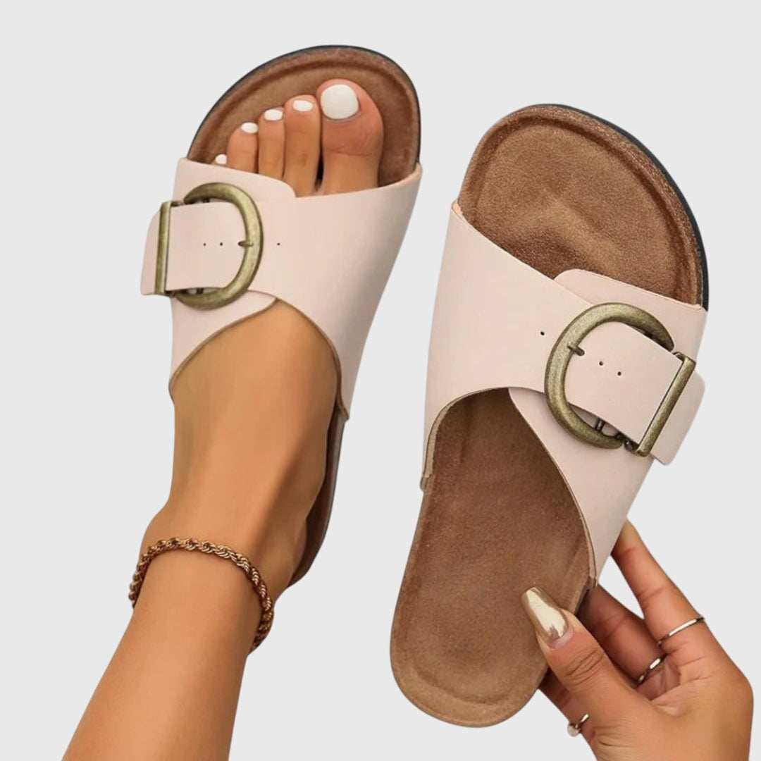 Amber | Buckle-Strap Sandals with Contoured Footbed