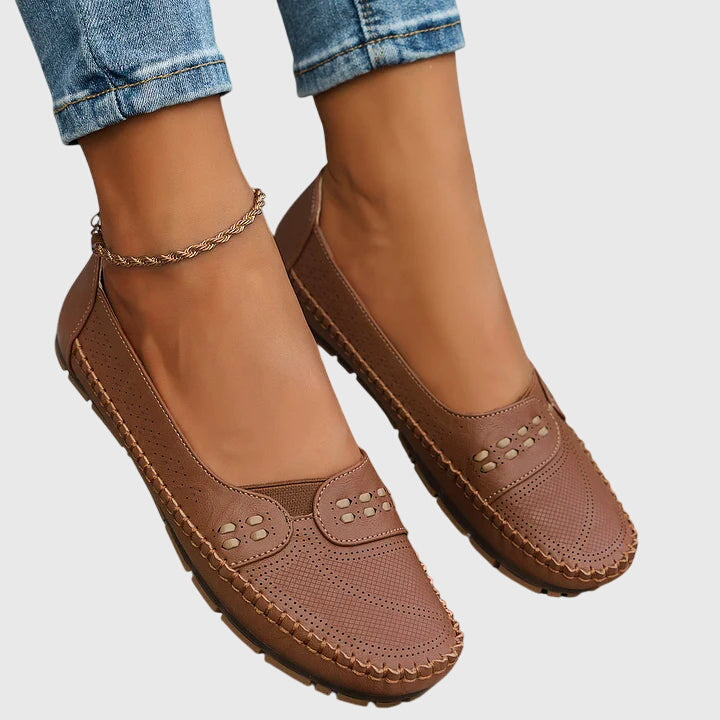 Comfortable slip-on shoes in soft neutral tones for everyday wear
