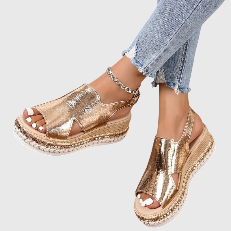 Veronica | Gold Slip-Resistant Cushioned Sandals