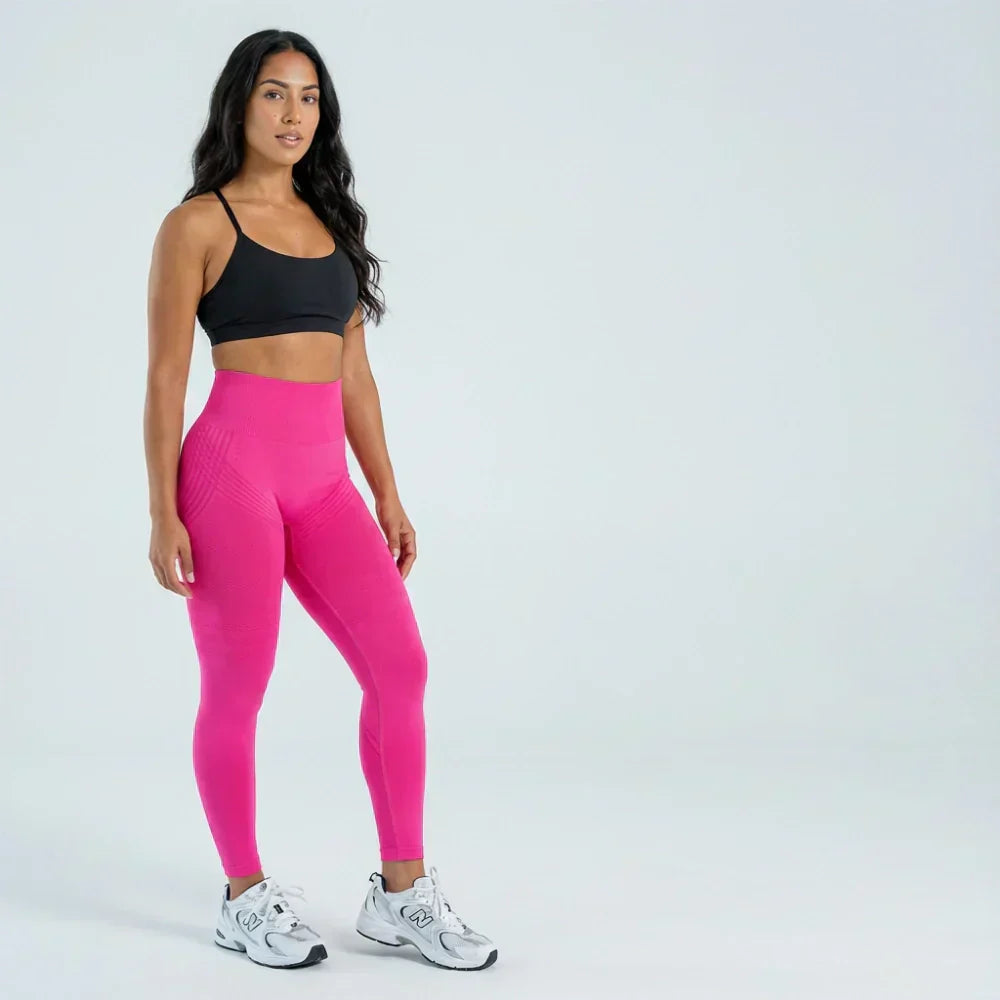Iris hot pink full-length sculpting lift legging shown on model