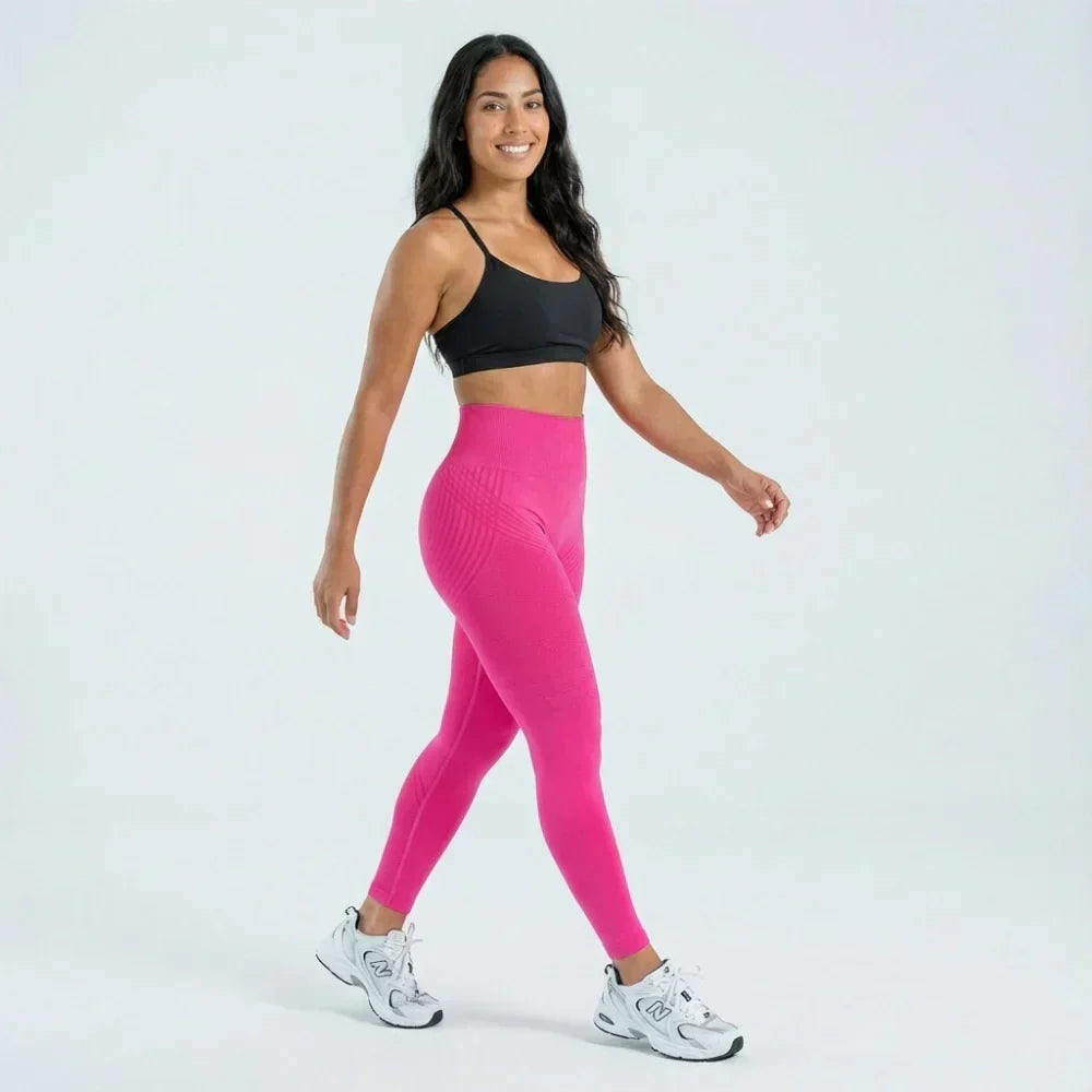 Iris hot pink full-length sculpting lift legging shown on model