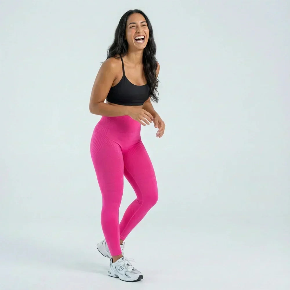 Iris hot pink full-length sculpting lift legging shown on model