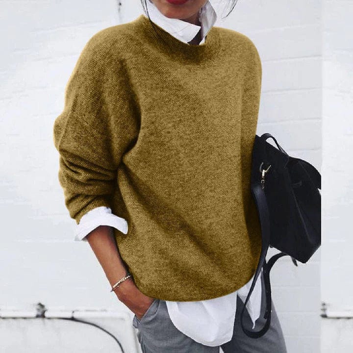 Jolanda soft knit jumper shown in blue, grey, black, khaki and pink