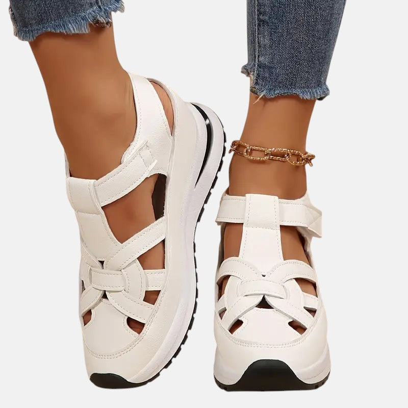 Delilah | Flexible Walking Sandals in White and Black