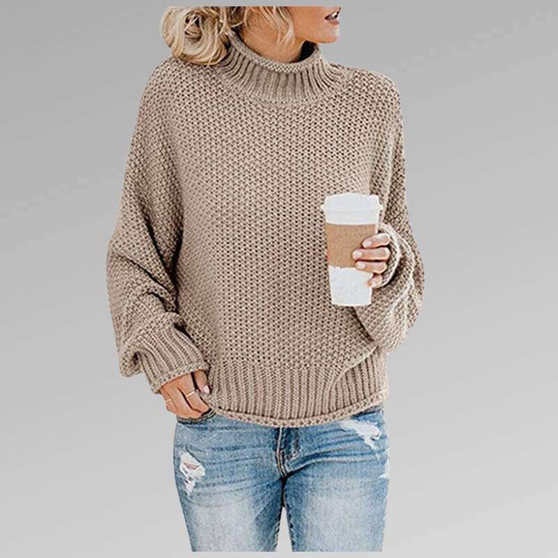 Braelyn high collar knit pullover shown in a range of colours