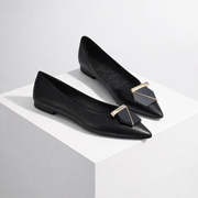 Cynthia pointed-toe ballet flats with a buckle detail and subtle heel