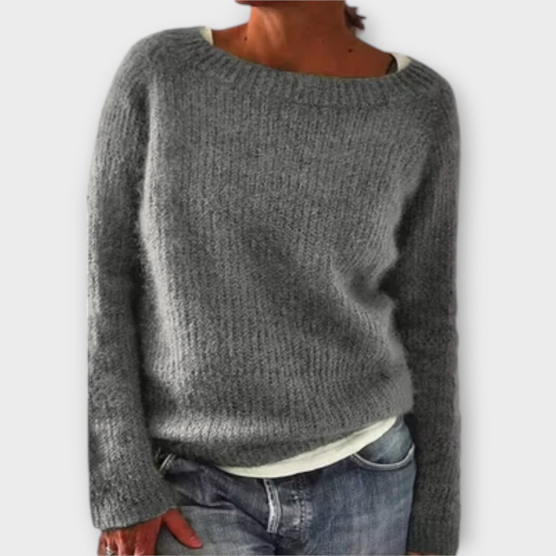 Reece timeless Icelandic-style knit jumper shown in a soft cosy texture
