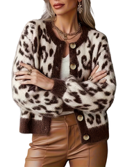 Mariza leopard print cardigan in brown, styled as an easy layering piece