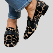 Katie leopard print loafers for women, classic slip-on flat silhouette