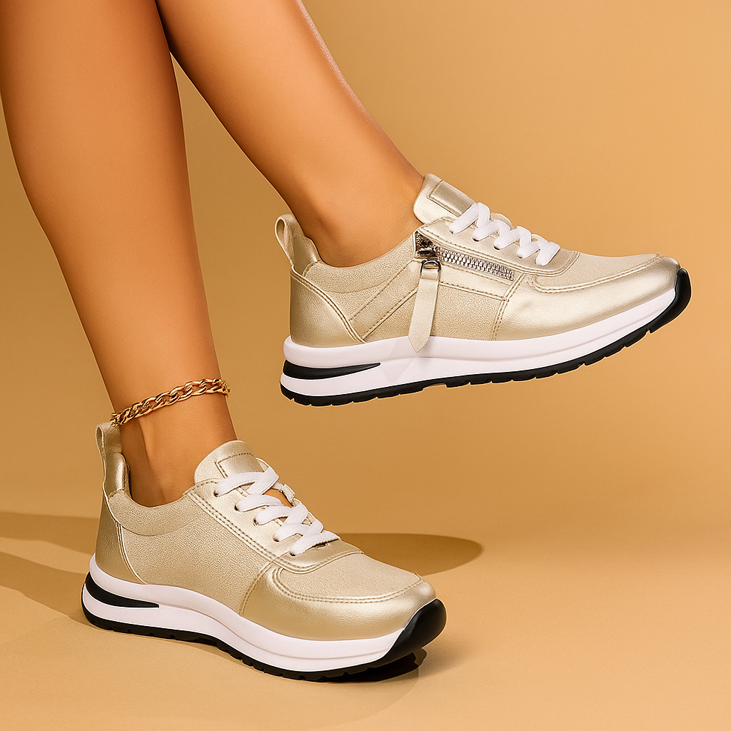 Maeve everyday lace-up runners shown in brown, gold, silver and black