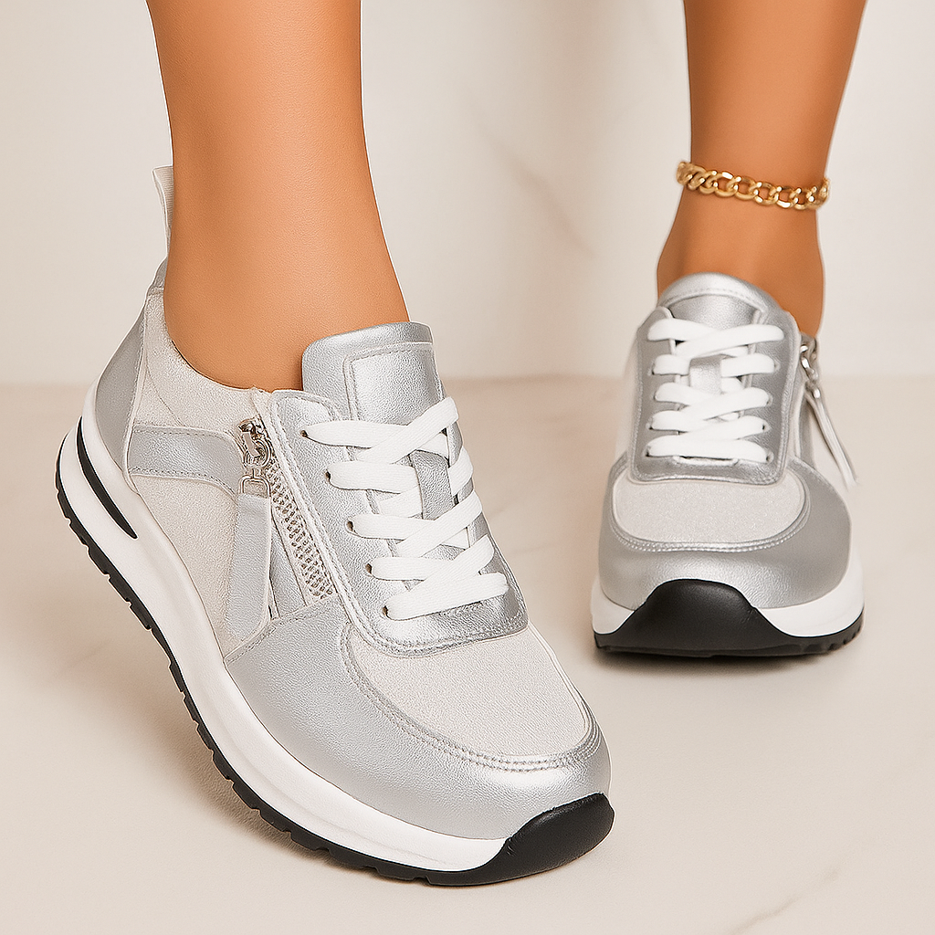 Maeve everyday lace-up runners shown in brown, gold, silver and black