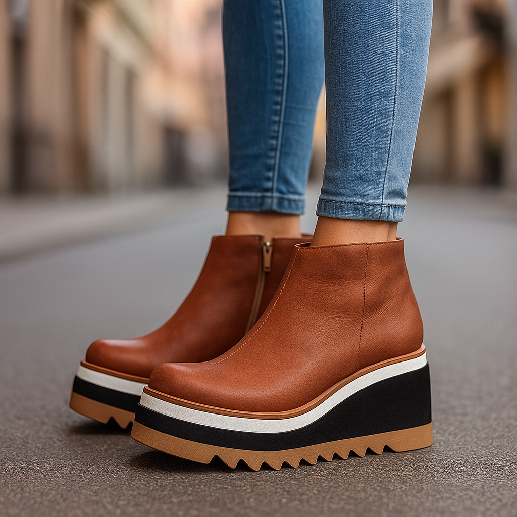 Charlotte walnut brown platform sneakers for women
