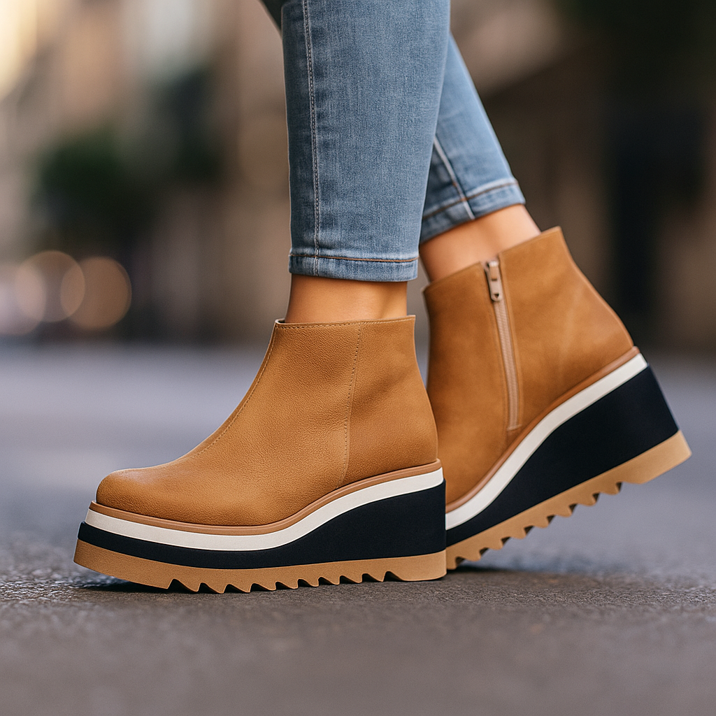 Charlotte walnut brown platform sneakers for women