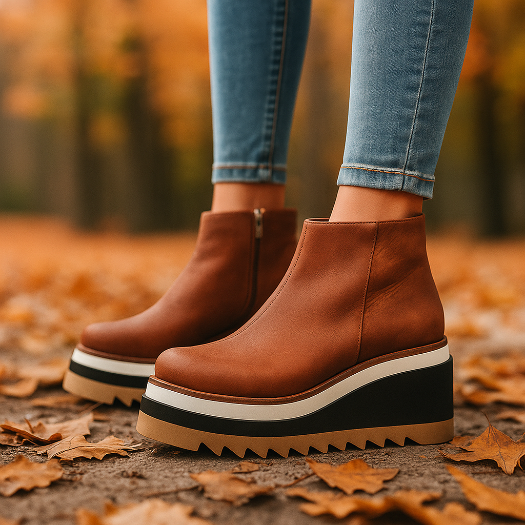 Charlotte walnut brown platform sneakers for women