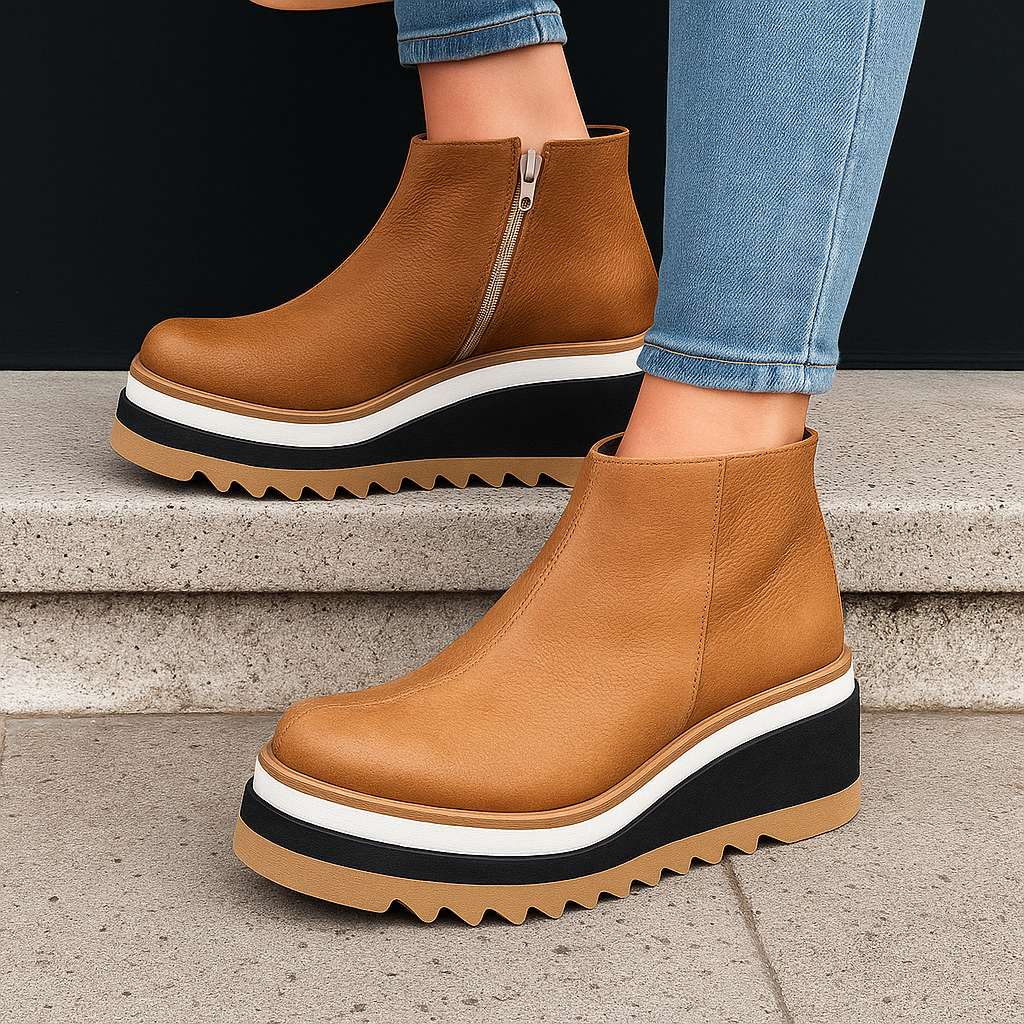 Charlotte walnut brown platform sneakers for women
