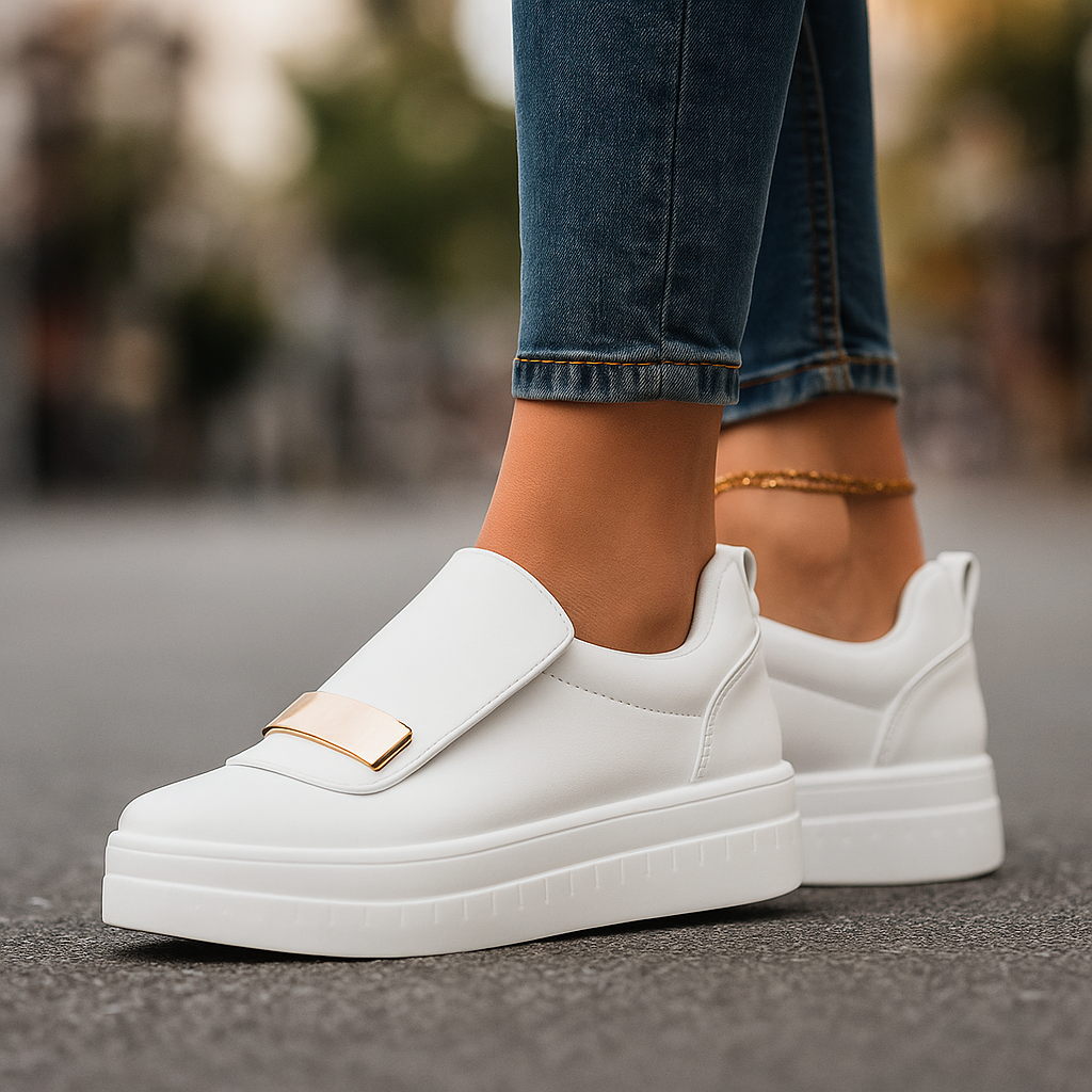 Lottie heritage platform sneakers shown in white, navy, black and olive green