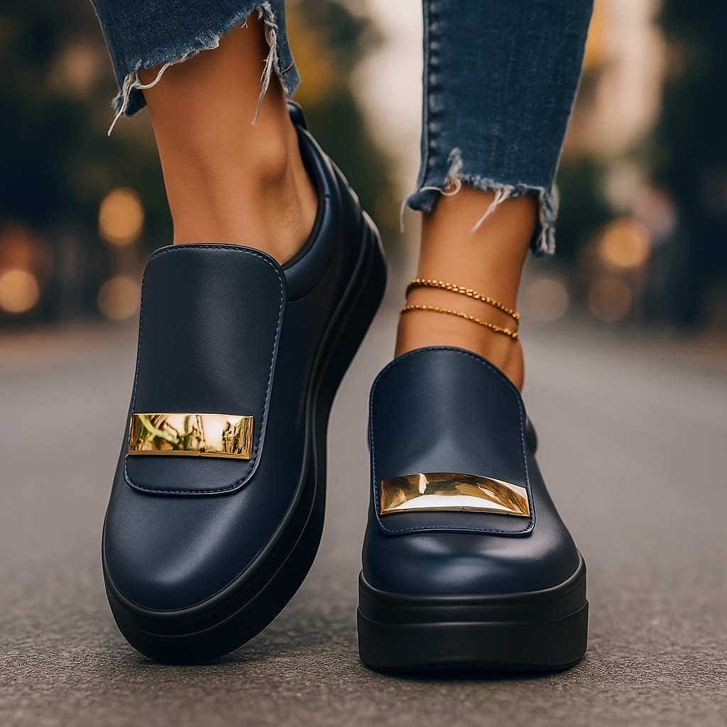 Lottie heritage platform sneakers shown in white, navy, black and olive green