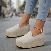 Ruby platform sneakers shown in white, black, khaki and leopard finishes