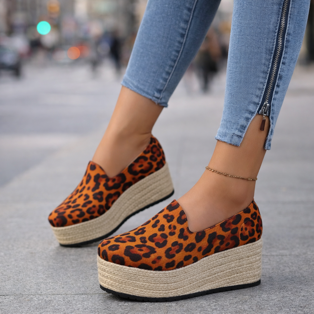 Ruby platform sneakers shown in white, black, khaki and leopard finishes