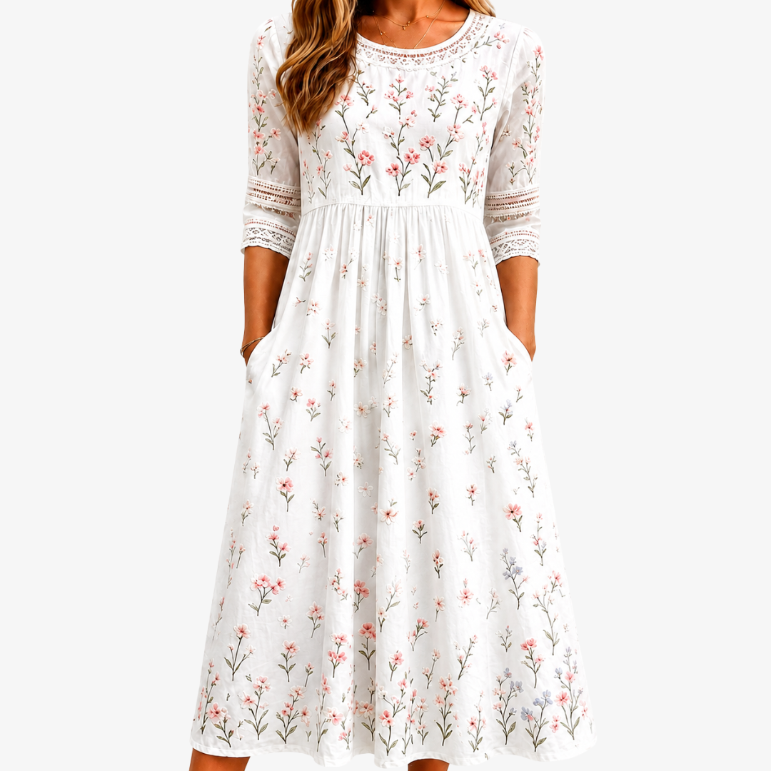 Blair lightweight floral summer dress with pockets in a relaxed, easy fit