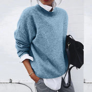 Jolanda soft knit jumper shown in blue, grey, black, khaki and pink