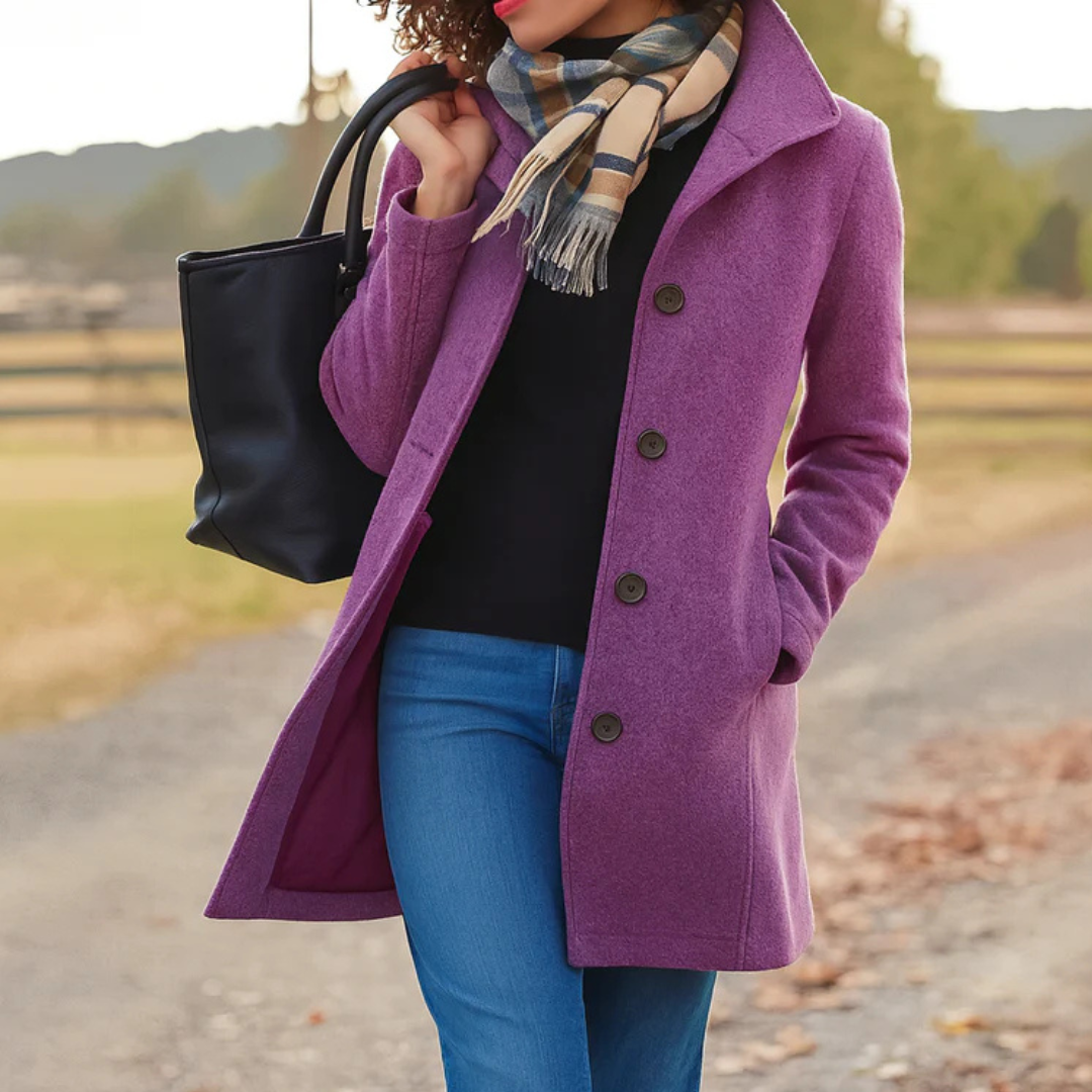 Adriana timeless tailored coat shown in a range of colours, elegant winter outerwear