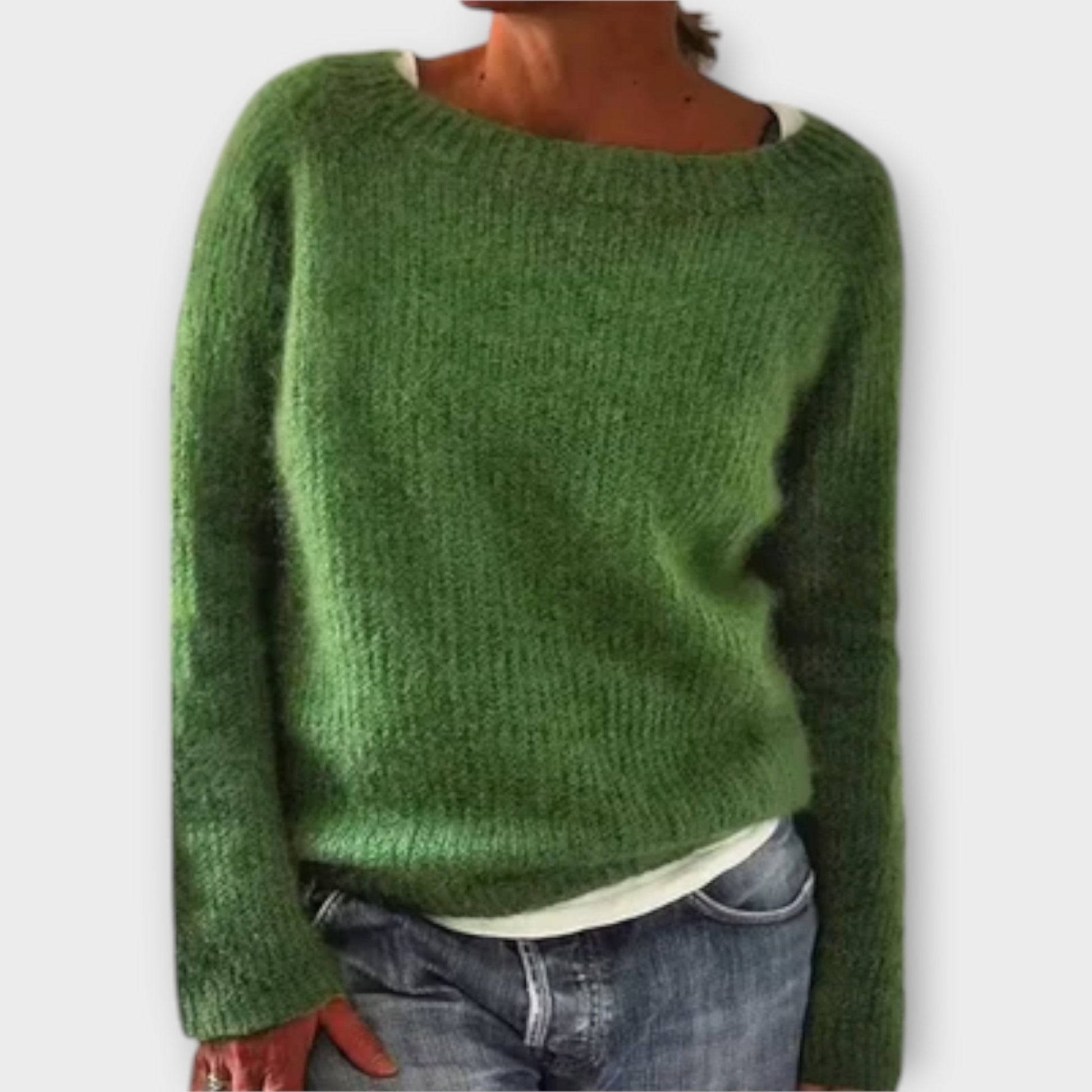 Reece timeless Icelandic-style knit jumper shown in a soft cosy texture