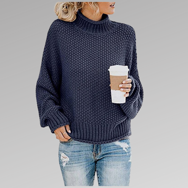 Braelyn high collar knit pullover shown in a range of colours