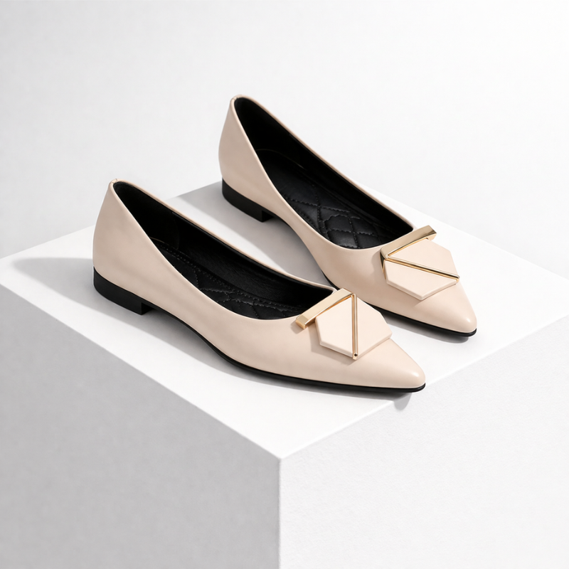 Cynthia pointed-toe ballet flats with a buckle detail and subtle heel