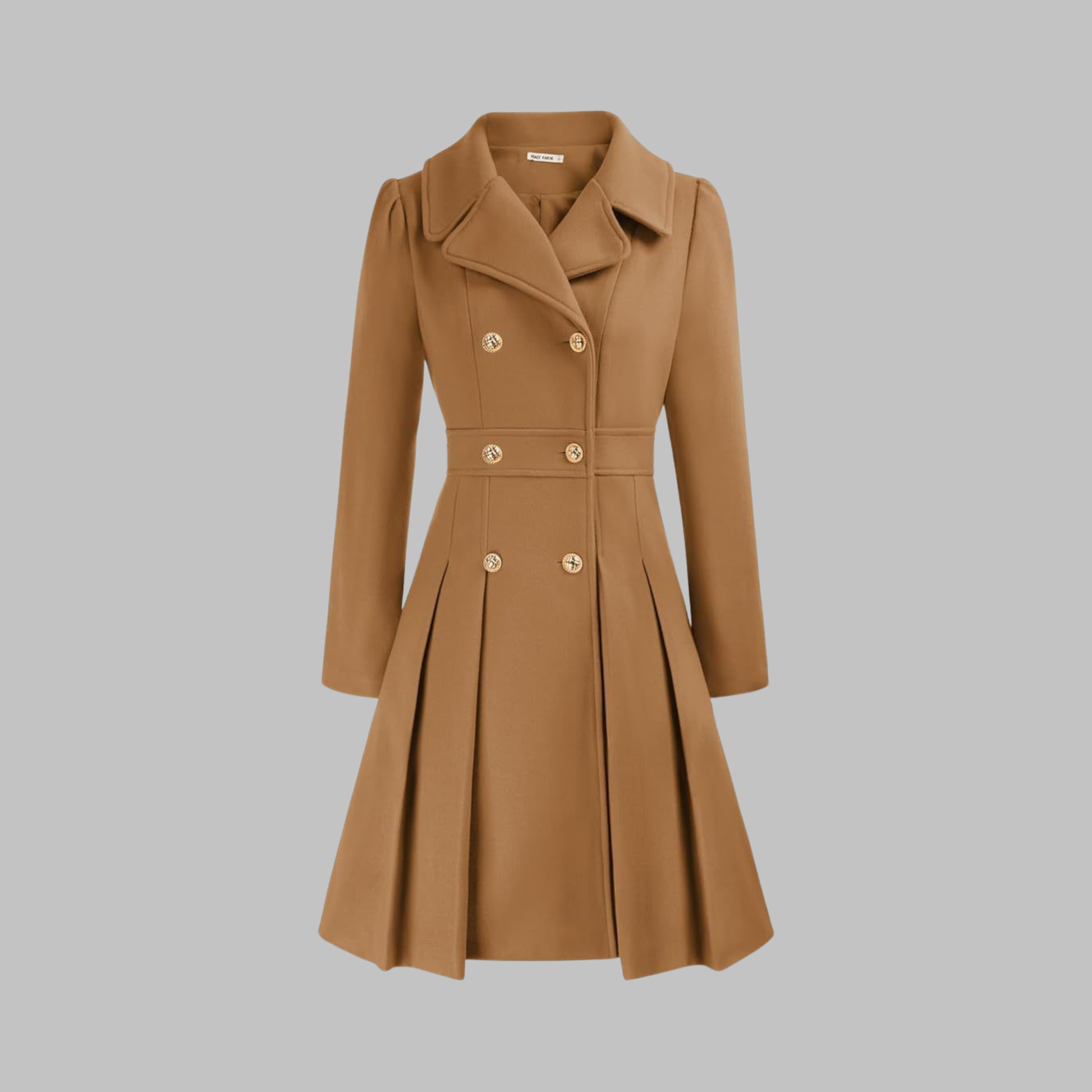 Dami double button tailored coat shown in multiple colours, AU sizing