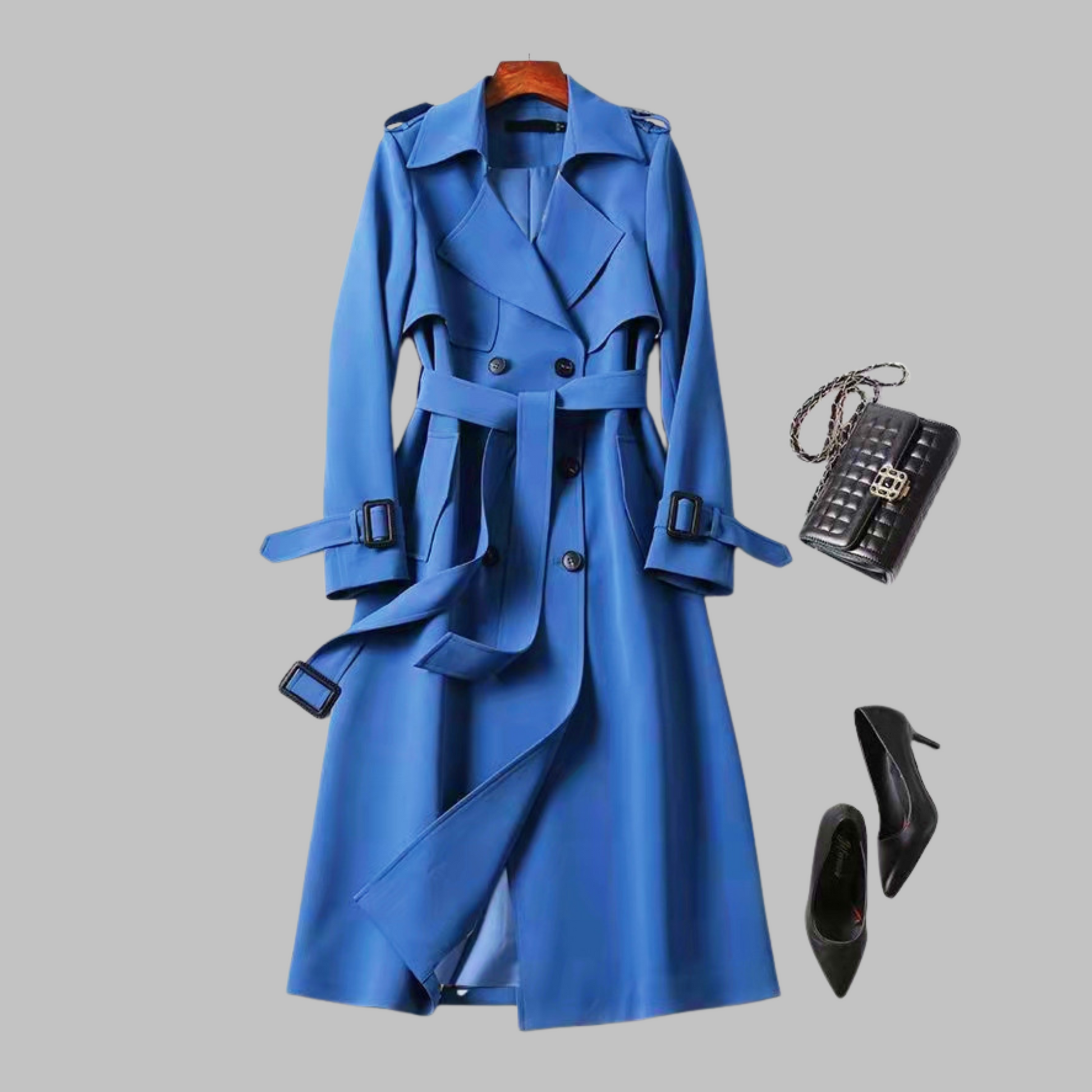 Tia knee-length loose coat in a relaxed fit, shown in multiple colours