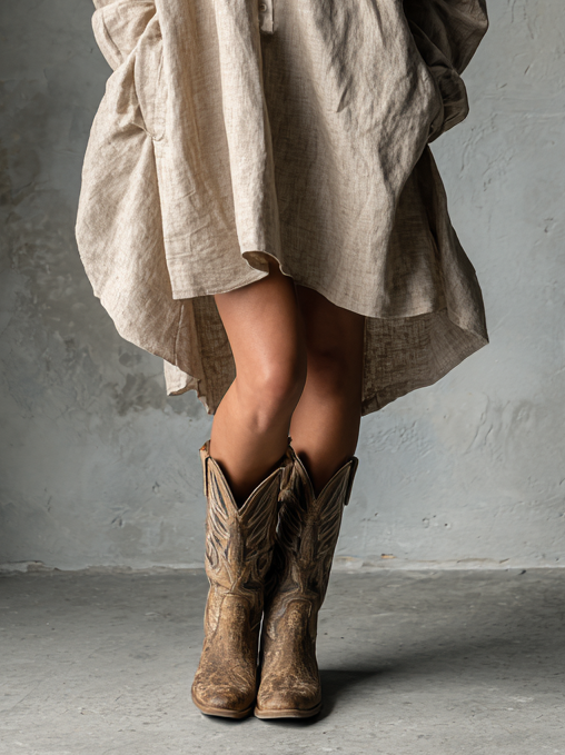 Yvette relaxed cotton linen dress in khaki with an easy summer silhouette