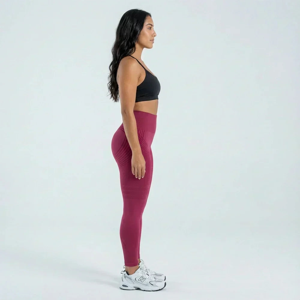 Demi full-length sculpting legging in Bordeaux, front view