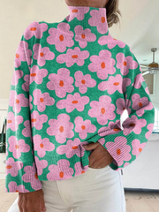 Aspen multicolour floral knit sweater with cosy textured weave