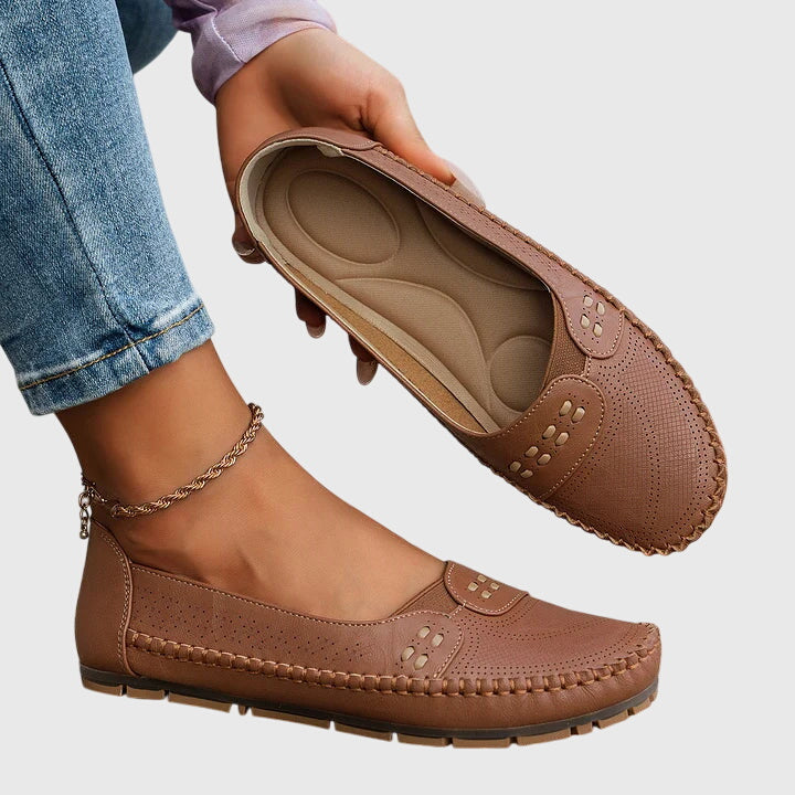 Comfortable slip-on shoes in soft neutral tones for everyday wear