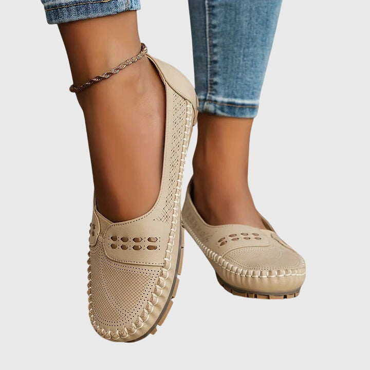 Comfortable slip-on shoes in soft neutral tones for everyday wear
