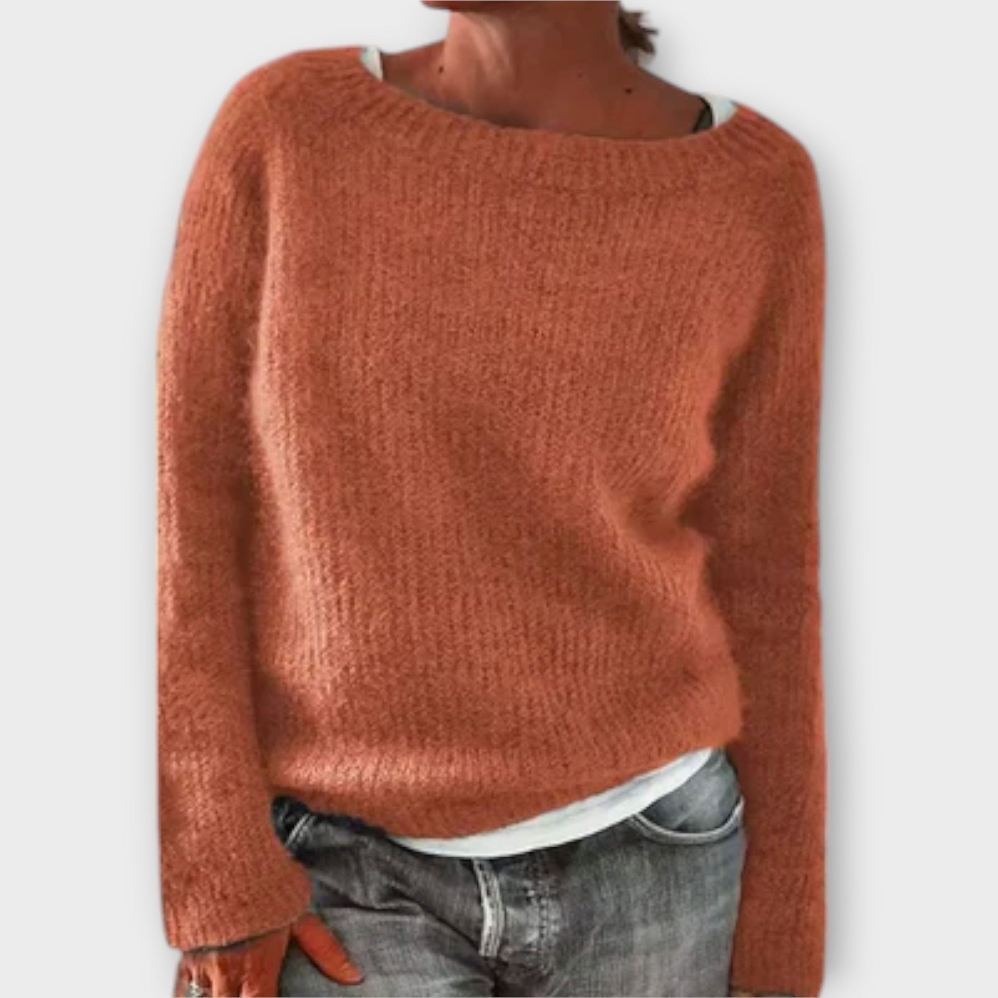 Reece timeless Icelandic-style knit jumper shown in a soft cosy texture